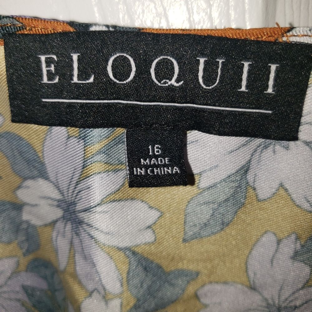 Eloquii Floral Pleated Sharkbite Dress Sz 16 - Picture 8 of 9